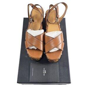 Coach Astor Semi Matte Calf Studded Sandals Saddle 7.5M New In Box